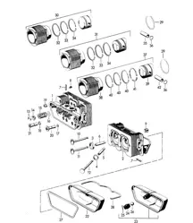 Cylinder head / Cylinder with piston (Model: 1300, 1300 S, 1500, 1500 S, 1600, 1600 S) 356, 356A 1950-1959