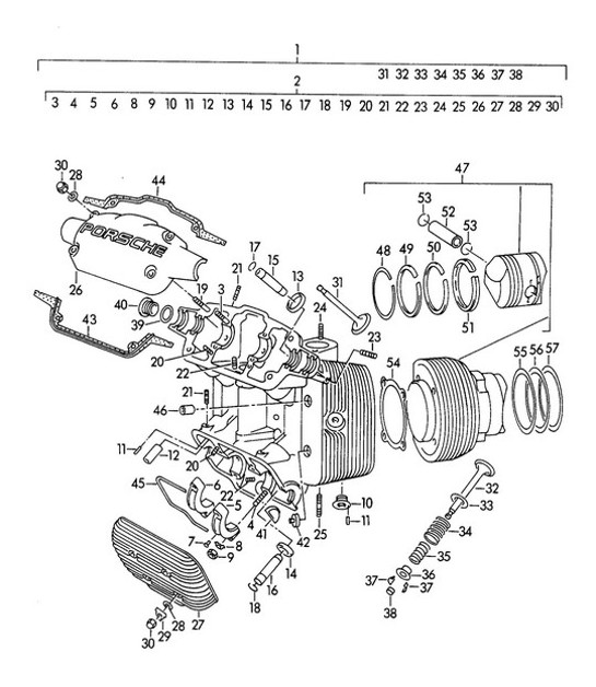 Diagram 103-010 Porsche Cayman S 3.4L 987C 2005-08 Engine