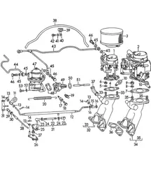 Carburettor / SOLEX 32PBJ /  SOLEX 40PJCB / And Fuel supply line 356A 1955-1959
