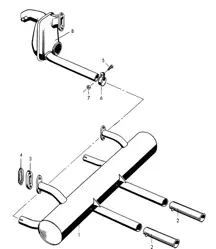 Auspuffanlage (F >> 101 692 / F >> 150 000 / F >> 83 791) 356, 356A COUPE / CABRIO / SPEEDSTER 1950-1959