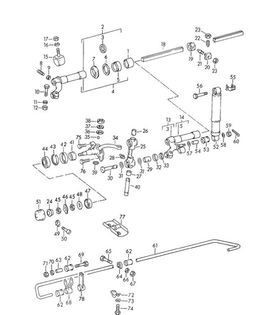 Diagram 401-000 Porsche 356 (1950-1965) Front Axle, Steering 