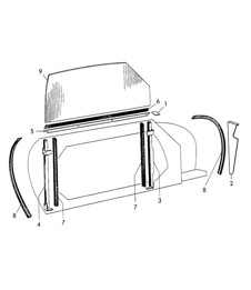 Vetro finestrino portiera (Modello: CABRIO) 356 / 356A 1950-1959 Vetro finestrino portiera (Modello: CABRIO) 356 / 356A 1950-1959
