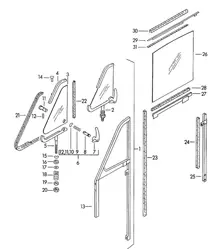 Türfensterglas F 150 001 >> (Modell: CABRIO HARDTOP) 356 / 356A 1950-1959
