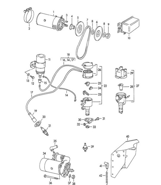 Diagram 901-000 Porsche 356 (1950-1965) Electrical equipment