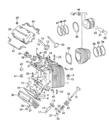Cylinder head / Cylinder with piston (Model: CARRERA, 587/1/2)  356B / 356C 1960-1965
