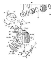 Zylinderkopf / Zylinder mit Kolben (Modell: CARRERA, 692/3/3A) 356B 356C 1960-1965