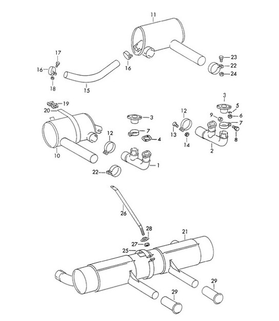 Diagram 202-005 Porsche Cayenne 3.2L V6 2003>> Fuel System, Exhaust System
