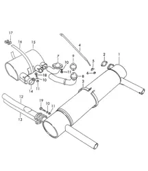 Sistema de escape / Versión deportiva / Pot NR. 1 (Modelo: CARRERA, 692/3A) 356B / 356C 1960-1965