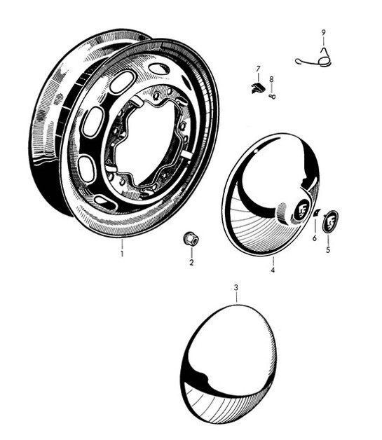 Diagram 601-000 Porsche 911 1978-1989 3.3L Turbo (930) Wheels, Brakes
