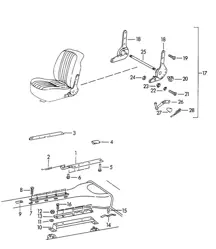 Guida del sedile / Supporto guida del sedile / e Raccordo per sedile reclinabile 356B-T5 1960-65