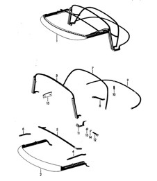 Convertible top frame (Model: ROADSTER) 356B / 356C 1960-65 Convertible top frame (Model: ROADSTER) 356B / 356C 1960-65