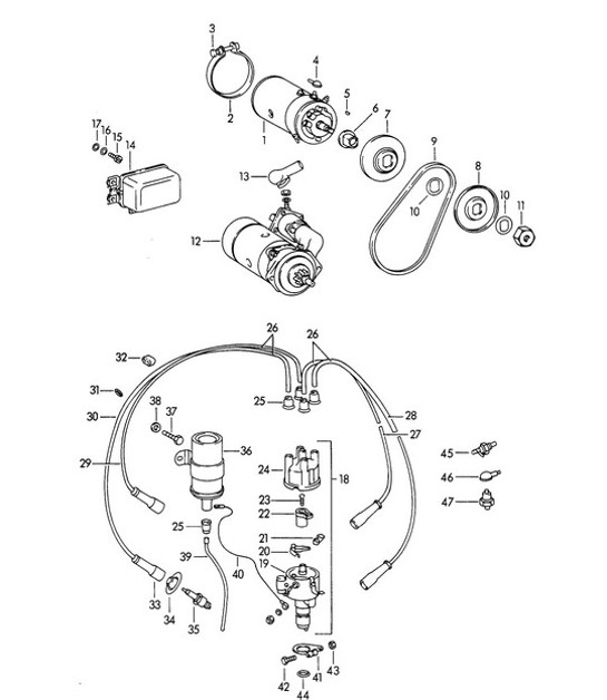 Diagram 901-000 Porsche 356 (1950-1965) Electrical equipment