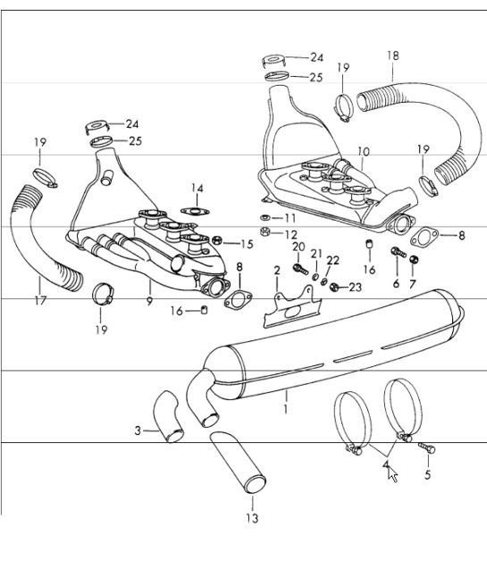 Diagram 202-10 Porsche Cayenne S/GTS 4.8L 2007>> Fuel System, Exhaust System