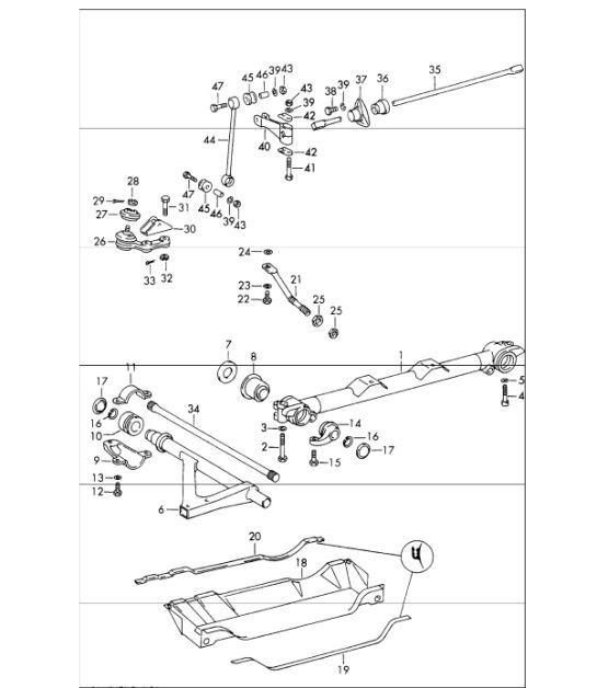 Diagram 401-00 Porsche 911 和 912（1965-1989） 前轴、转向 