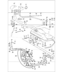 Líneas de sistema de combustible con bomba de combustible trasera para 911 T/E/S 1971 EN ADELANTE y 911 TV / CARRERA 2.7 / 911 TK 1972 EN ADELANTE