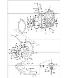 Gear housing complete, transmission case front and transmission suspension for 911 1972 ONWARDS
