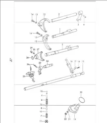 Shift rods, shift forks TYP 925 sportomatic for 911 T-E/E/S and CARRERA 2.7 1972 ONWARDS