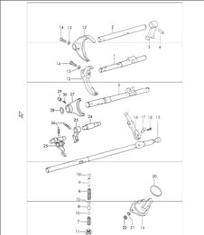 Shift rods, shift forks TYP 925 sportomatic for 911 T-E/E/S and CARRERA 2.7 1972 ONWARDS Shift rods, shift forks TYP 925 sportomatic for 911 T-E/E/S and CARRERA 2.7 1972 ONWARDS