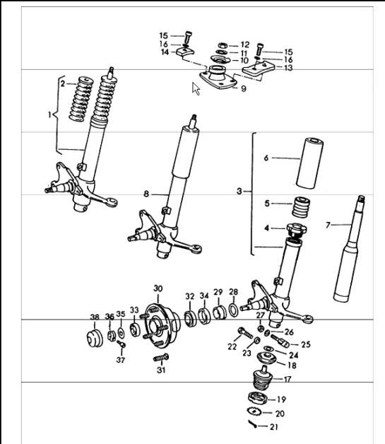 Diagram 402-00 Porsche 911 & 912 (1965-1989) Front Axle, Steering 