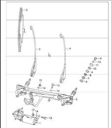Windscreen wiper system 911 1970-73 Windscreen wiper system 911 1970-73