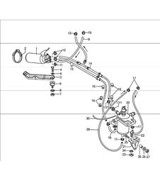 Fuel system rear for mechanical injection for engine 911/83 Carrera 2.7 Fuel system rear for mechanical injection for engine 911/83 Carrera 2.7