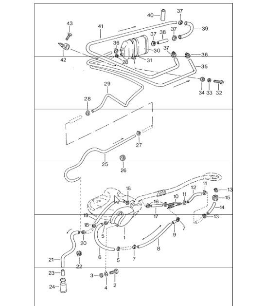 Diagram 201-30 Porsche Cayman S 3.4L 987C 2005-08 Fuel System, Exhaust System