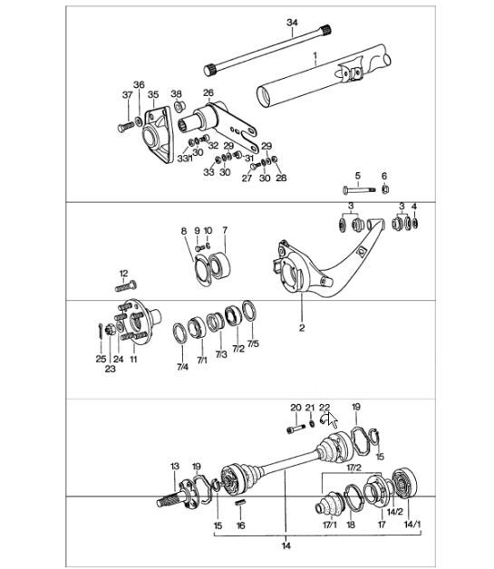 Diagram 501-00 Porsche Cayenne S V8 4.8L Petrol 400HP Rear Axle