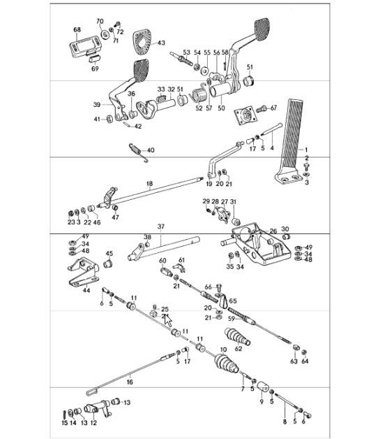 Diagram 702-05 Porsche Macan (95B) MK1 (2014-2018) Hand Lever System, Pedal Cluster