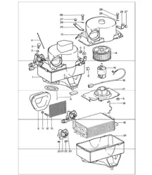 Air conditioner, evaporator, evaporator housing, accessories 911 1974-77