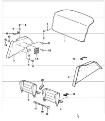 interior equipment rear 911 1978-83 CABRIO
