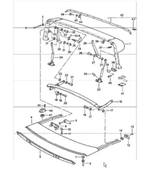 Hauptklappspriegel, Dachrahmen, Einzelteile 911 1978-83