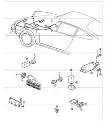 faisceaux électriques : lave-phares, voyant, pompe à carburant 911 1978-83
