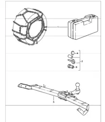 Zubehör: Schneeketten, Radmutter, Anhängerkupplung 911 1984-86