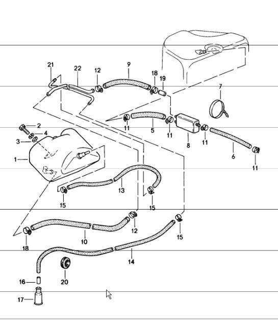 Diagram 201-15 Porsche Cayenne S/GTS 4.8L 2007>> Fuel System, Exhaust System