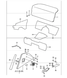interior equipment rear 911 1984-86 CABRIO