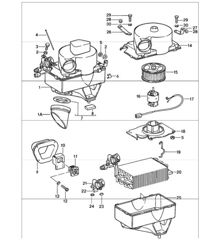 air conditioner, evaporator housing, single parts 911 1984-86 air conditioner, evaporator housing, single parts 911 1984-86