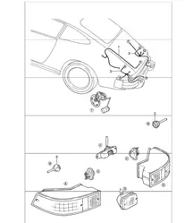 wiring harnesses: engine compartment lamp, rear light 911 1984-86