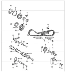 Ventilsteuerung links 911 1987-89