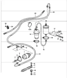 sistema de combustible trasero 911 TURBO 930.66/68 1987-89