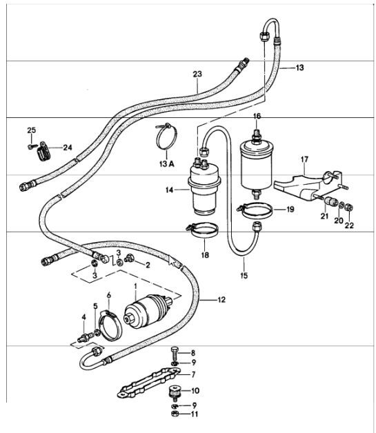 Diagram 201-10 Porsche 996 C4 3.4L 1997-08/01 Fuel System, Exhaust System