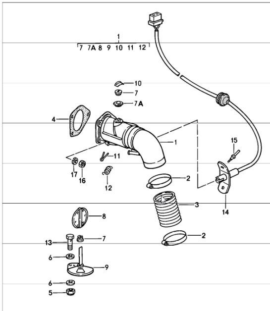 Diagram 202-20 Porsche Cayman S 3.4L 987C 2005-08 Fuel System, Exhaust System