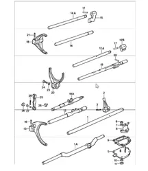 Schaltstangen Schaltgabeln für 4-Gang und 5-Gang 911 1987-89
