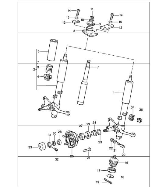 Diagram 402-00 Porsche 996 C2 3.4L 1997-08/01 前轴、转向 