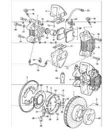 freno eje trasero 911 TURBO / CARRERA M491 1987-89 freno eje trasero 911 TURBO / CARRERA M491 1987-89