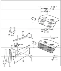 aménagement intérieur arrière 911 1987-89 COUPE / TARGA