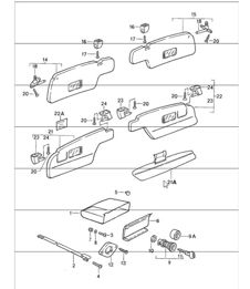 glove compartment, sun visors 911 1987-89 glove compartment, sun visors 911 1987-89