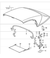 emergency folding top complete, main folding top bow single parts 911 SPEEDSTER 1989