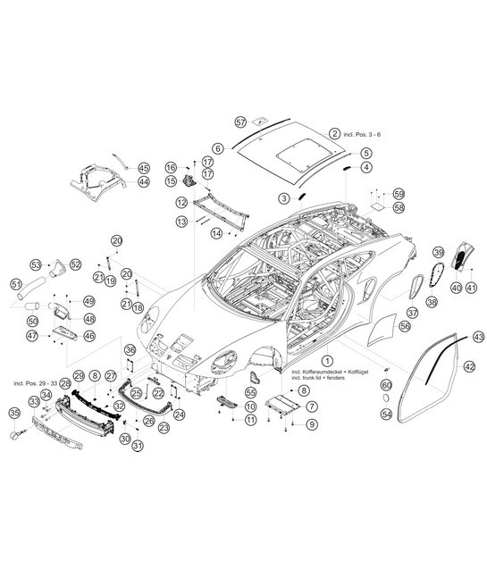 Diagram 8.8-01 Porsche Cayman S 3.4L 981 2013-16 Body