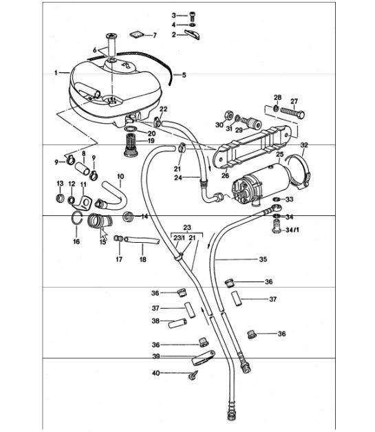 Diagram 201-00 Porsche Cayman 2.7L 987C 2006-08 Fuel System, Exhaust System