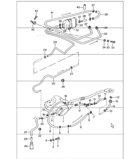 Diagram 201-30 Porsche 996 C2 3.6L 09/01-2005 Fuel System, Exhaust System